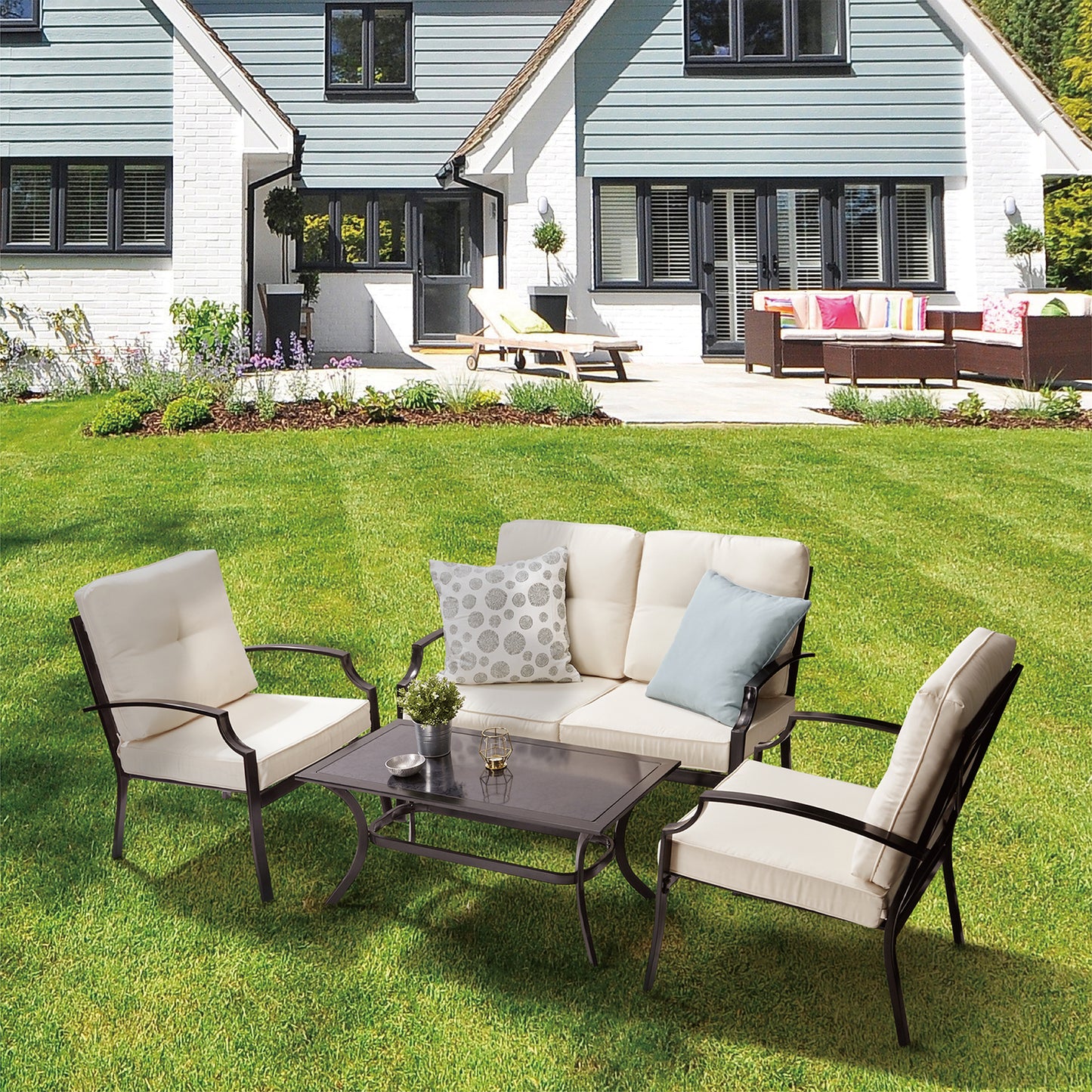 Teamson Home 4 Pcs Metal Garden Furniture Set